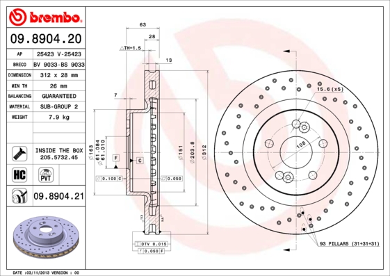 BREMBO Első féktárcsa 09.8904.21_BREMBO