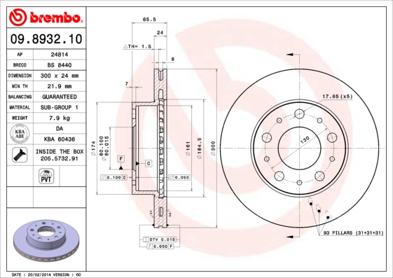 BREMBO Első féktárcsa 09.8932.10_BREMBO