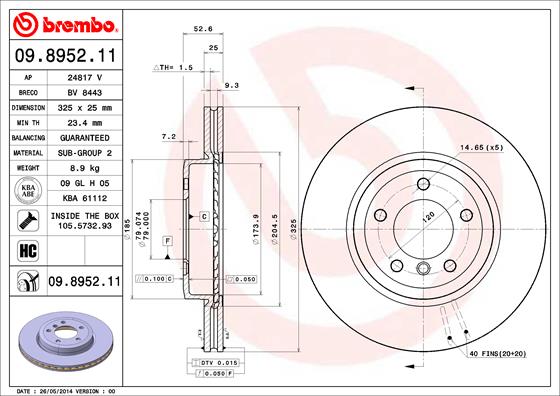 BREMBO Első féktárcsa 09.8952.11_BREMBO