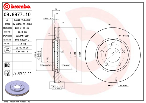 BREMBO Első féktárcsa 09.8977.11_BREMBO