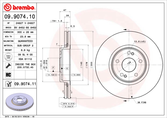 BREMBO Első féktárcsa 09.9074.11_BREMBO