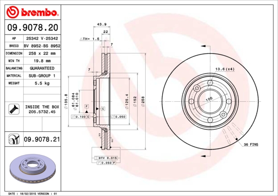 BREMBO Első féktárcsa 09.9078.21_BREMBO