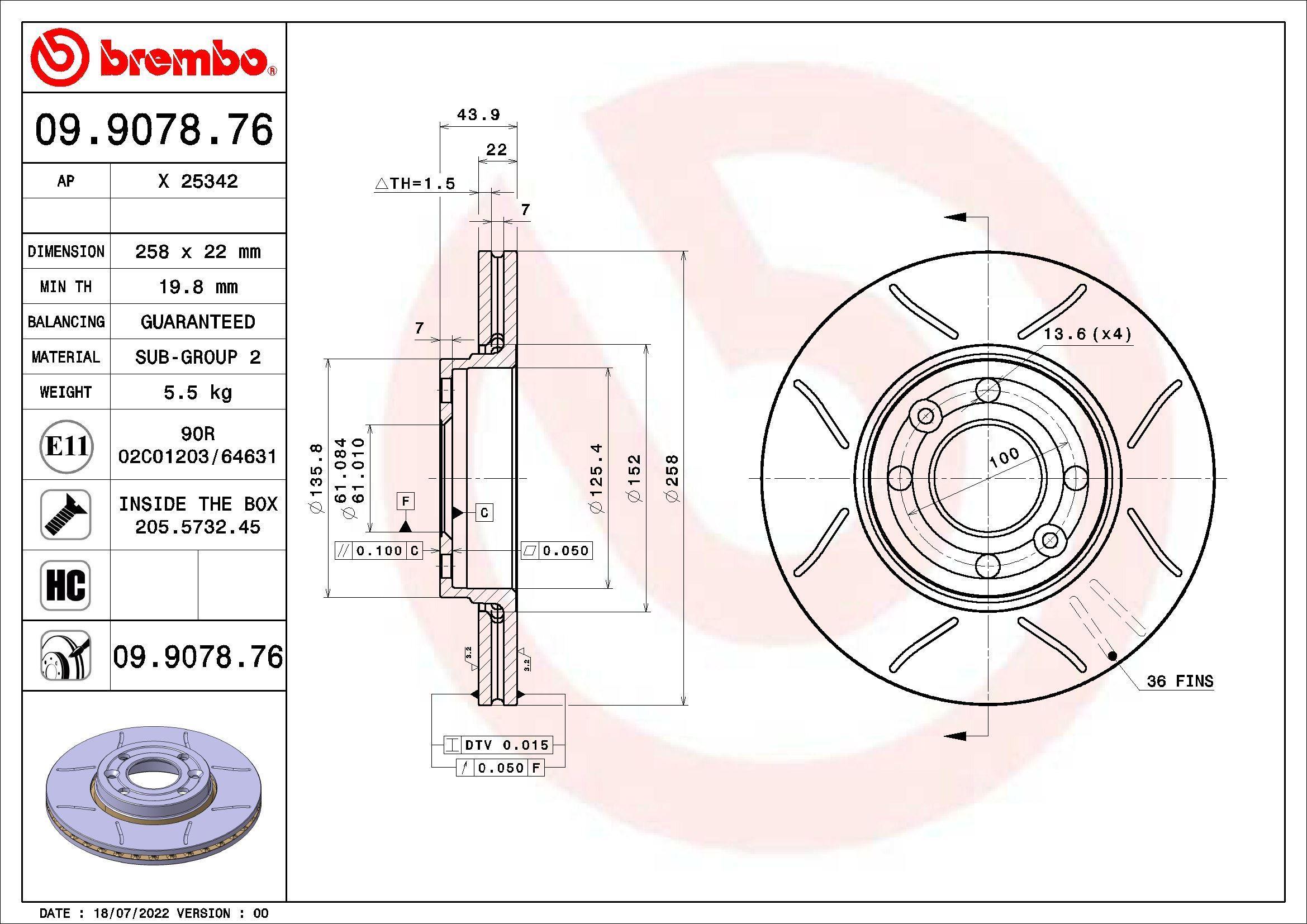 BREMBO Féktárcsa, mind 09.9078.76_BREMBO