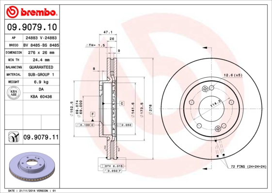 BREMBO Első féktárcsa 09.9079.11_BREMBO