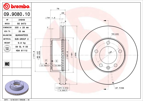 BREMBO Első féktárcsa 09.9080.10_BREMBO