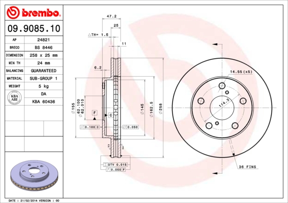 BREMBO Első féktárcsa 09.9085.10_BREMBO