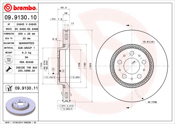 BREMBO Első féktárcsa 09.9130.11_BREMBO