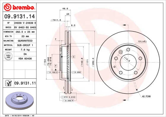 BREMBO Első féktárcsa 09.9131.11_BREMBO