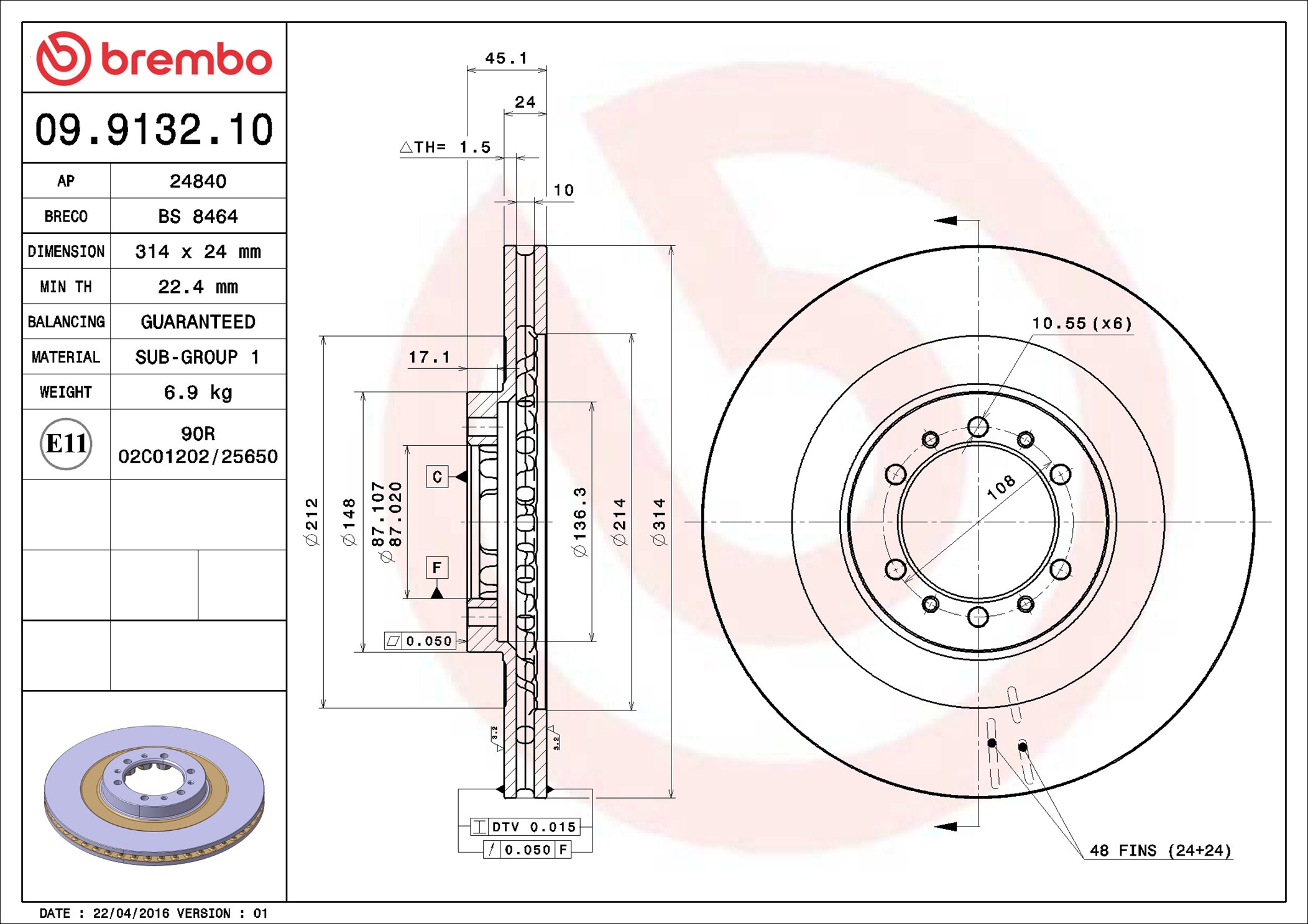 BREMBO Első féktárcsa 09.9132.10_BREMBO