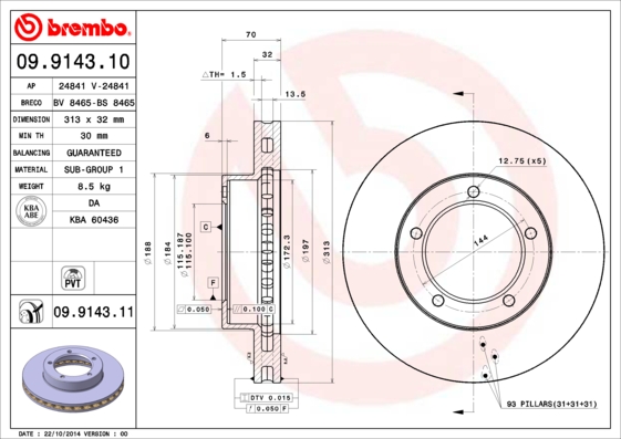 BREMBO Első féktárcsa 09.9143.10_BREMBO