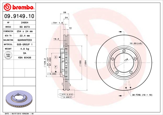 BREMBO Első féktárcsa 09.9149.10_BREMBO