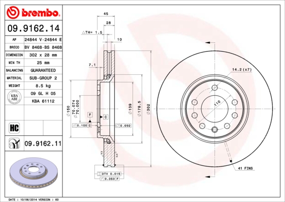 BREMBO Első féktárcsa 09.9162.11_BREMBO