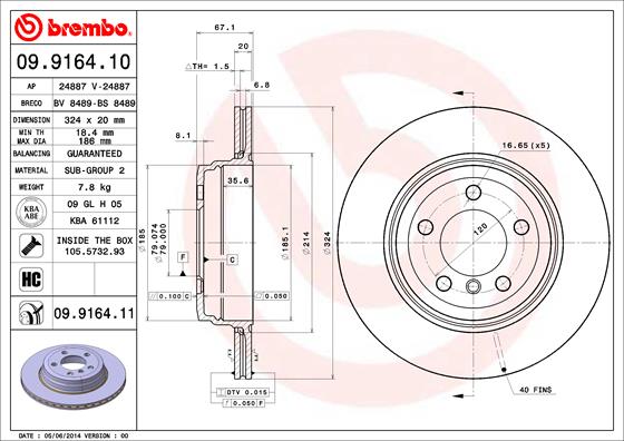 BREMBO Hátsó féktárcsa 09.9164.11_BREMBO