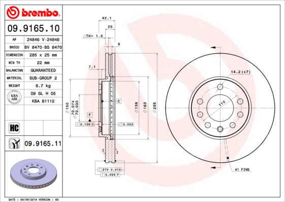 BREMBO Első féktárcsa 09.9165.10_BREMBO