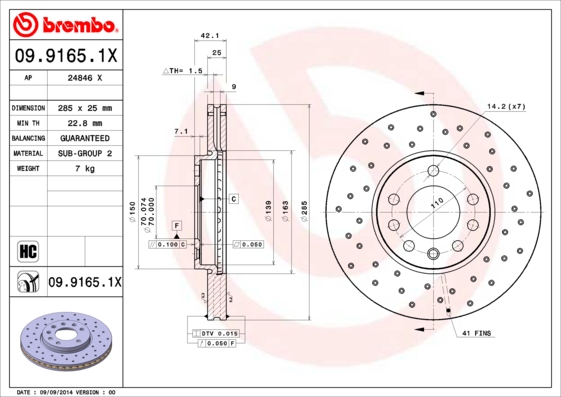 BREMBO Első féktárcsa 09.9165.1X_BREMBO