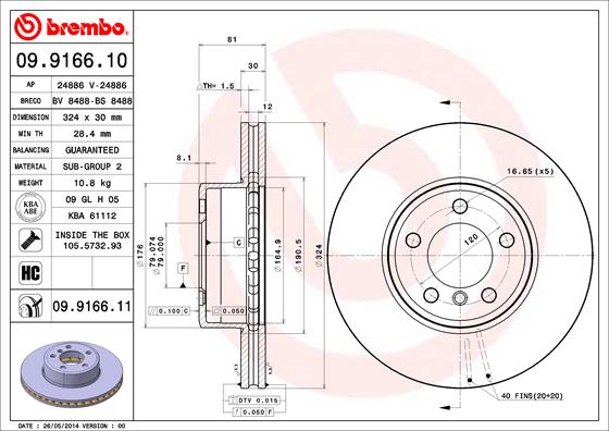 BREMBO Első féktárcsa 09.9166.11_BREMBO