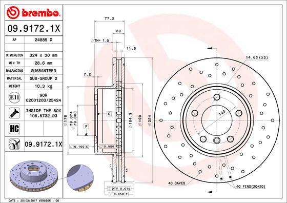 BREMBO Első féktárcsa 09.9172.1X_BREMBO