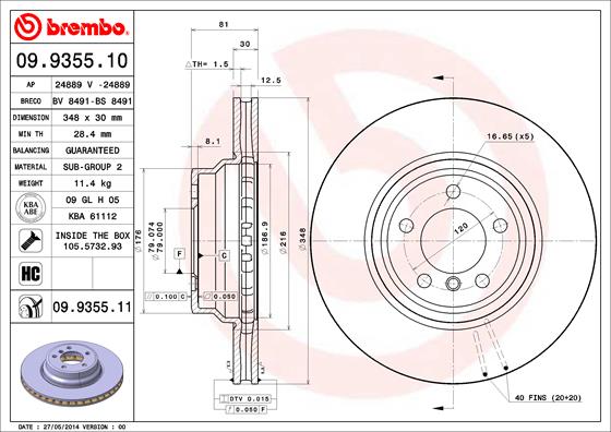 BREMBO Első féktárcsa 09.9355.11_BREMBO