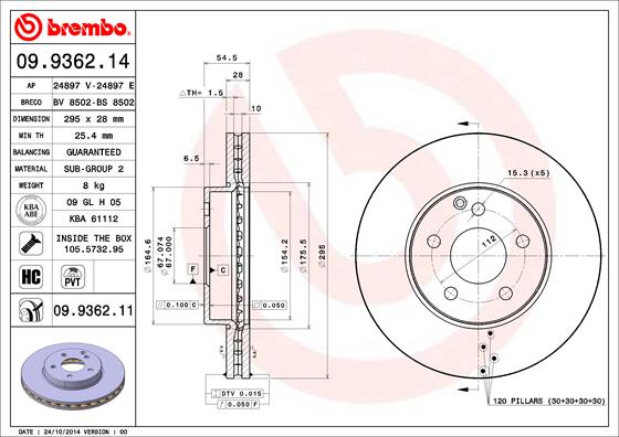 BREMBO Első féktárcsa 09.9362.11_BREMBO