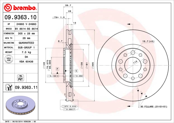 BREMBO Első féktárcsa 09.9363.11_BREMBO