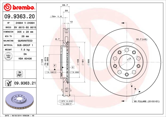 BREMBO Első féktárcsa 09.9363.21_BREMBO