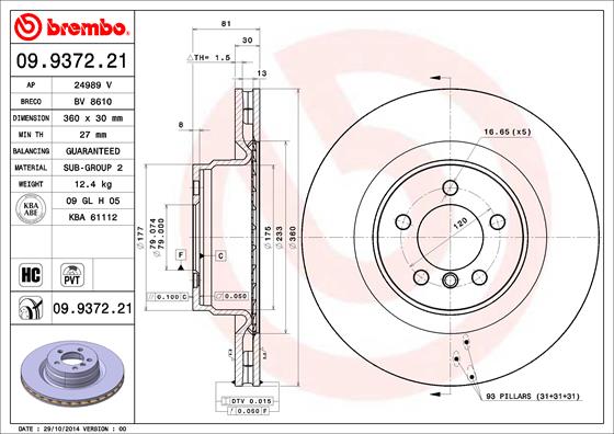 BREMBO Első féktárcsa 09.9372.21_BREMBO