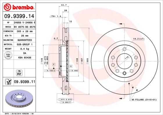 BREMBO Első féktárcsa 09.9399.11_BREMBO