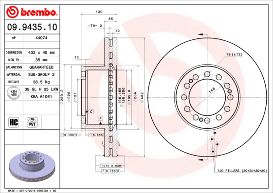 BREMBO Első féktárcsa 09.9435.10_BREMBO