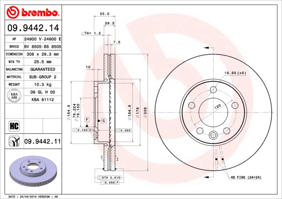 BREMBO Első féktárcsa 09.9442.11_BREMBO