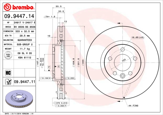 BREMBO Első féktárcsa 09.9447.11_BREMBO