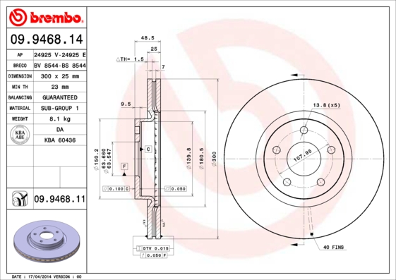 BREMBO Első féktárcsa 09.9468.11_BREMBO