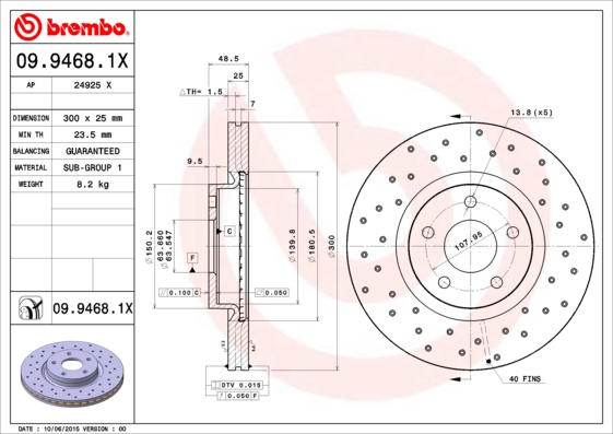 BREMBO Első féktárcsa 09.9468.1X_BREMBO