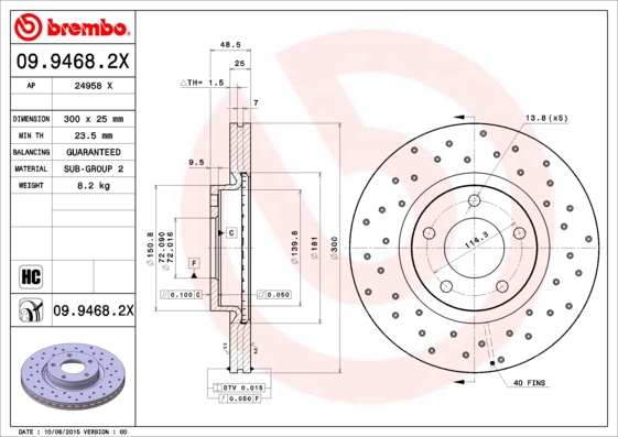 BREMBO Első féktárcsa 09.9468.2X_BREMBO