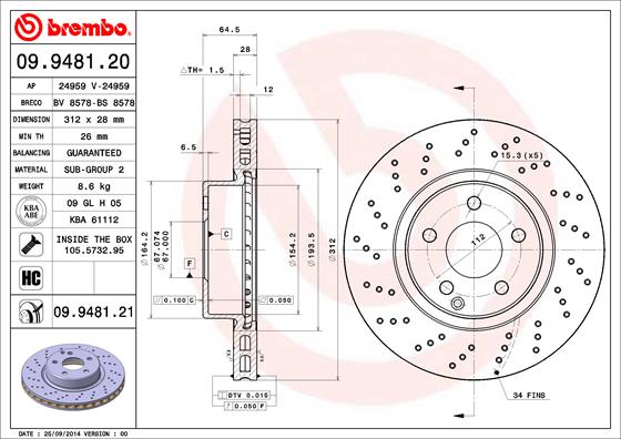 BREMBO Első féktárcsa 09.9481.21_BREMBO