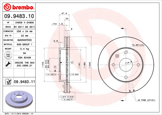 BREMBO Első féktárcsa 09.9483.11_BREMBO