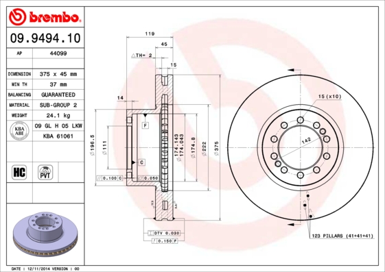 BREMBO Első féktárcsa 09.9494.10_BREMBO