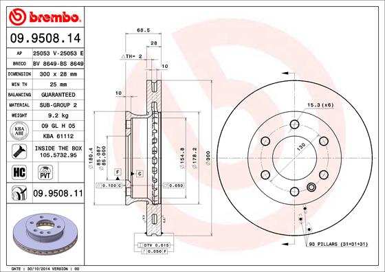 BREMBO Első féktárcsa 09.9508.11_BREMBO