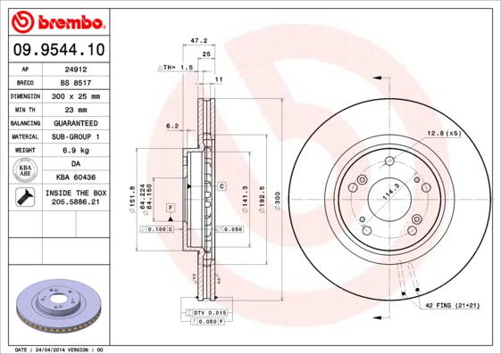 BREMBO Első féktárcsa 09.9544.11_BREMBO