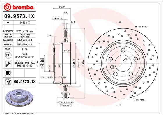 BREMBO Féktárcsa, mind 09.9573.1X_BREMBO