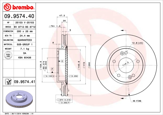 BREMBO 09.9574.41_BREMBO Első féktárcsa