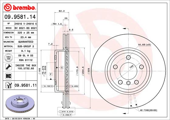 BREMBO Első féktárcsa 09.9581.11_BREMBO