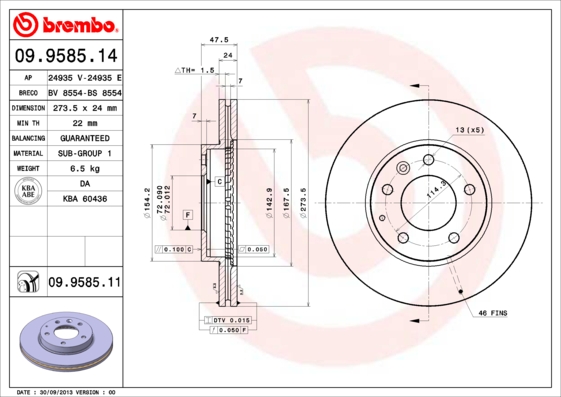 BREMBO Első féktárcsa 09.9585.14_BREMBO