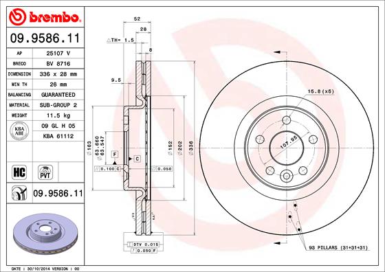 BREMBO Első féktárcsa 09.9586.11_BREMBO