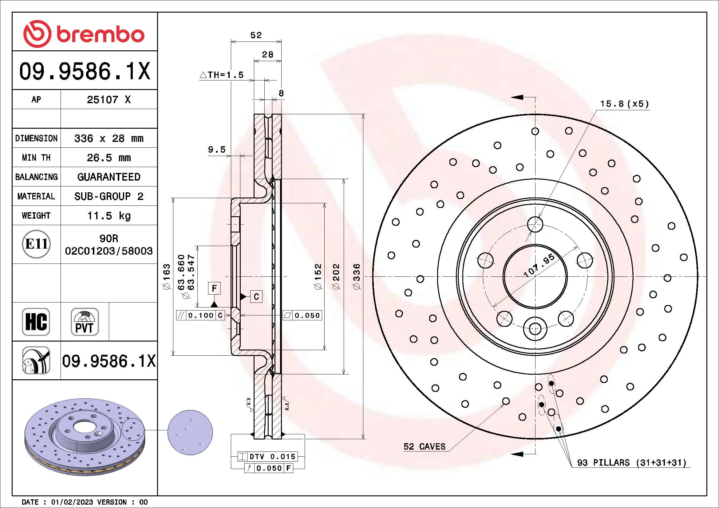 BREMBO Féktárcsa, mind 09.9586.1X_BREMBO