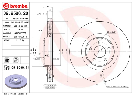 BREMBO Első féktárcsa 09.9586.21_BREMBO