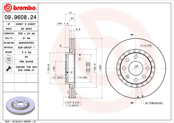 BREMBO Első féktárcsa 09.9608.24_BREMBO