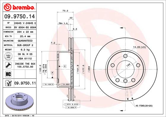 BREMBO Első féktárcsa 09.9750.11_BREMBO