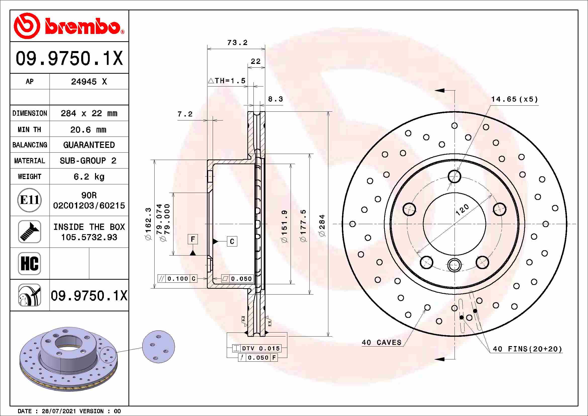 BREMBO Féktárcsa, mind 09.9750.1X_BREMBO