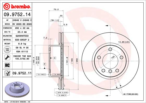 BREMBO Első féktárcsa 09.9752.11_BREMBO