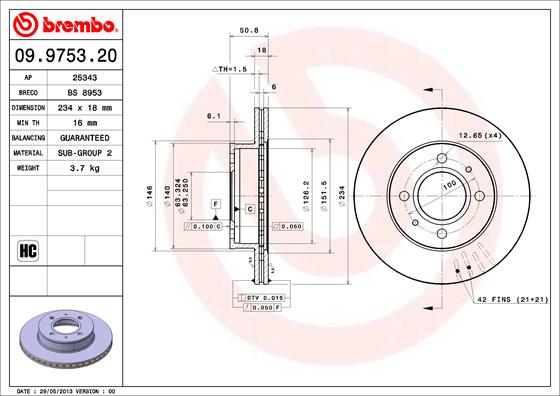 BREMBO Első féktárcsa 09.9753.21_BREMBO